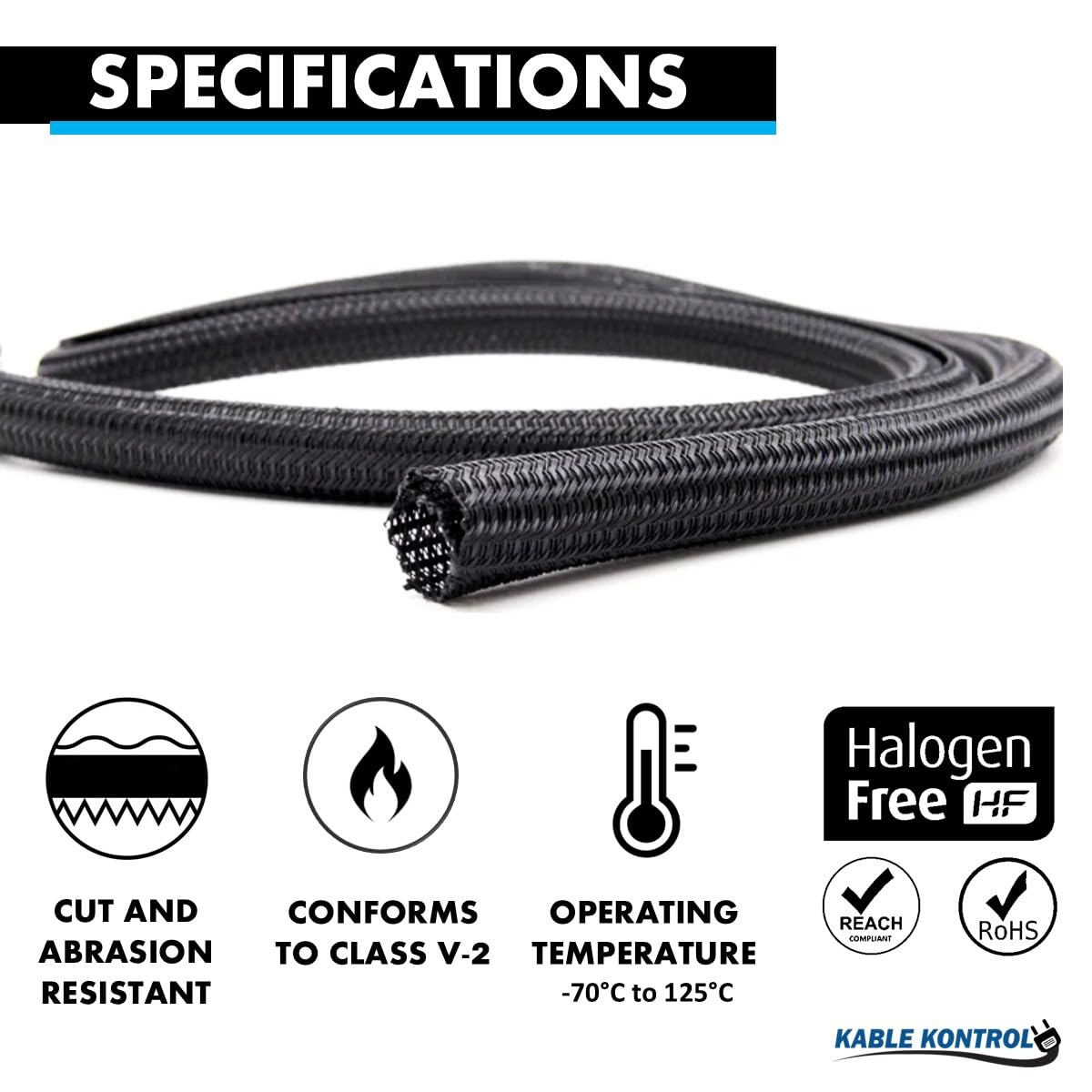 Kable Kontrol 25 Ft - 0.25" Inch Braided Cable Sleeve - Self Closing Split Wire Wrap Cord Hider Organizer Wire Loom Tubing Cover for Automotive