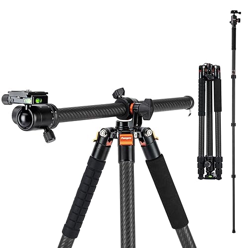 Fotopro Carbon Fiber Horizontal Tripod, 75 Inch Camera Tripod with 360 Degree Ball Head Quick Release Plate for DSLR Video Camcorder, 2-in-1 Tripods