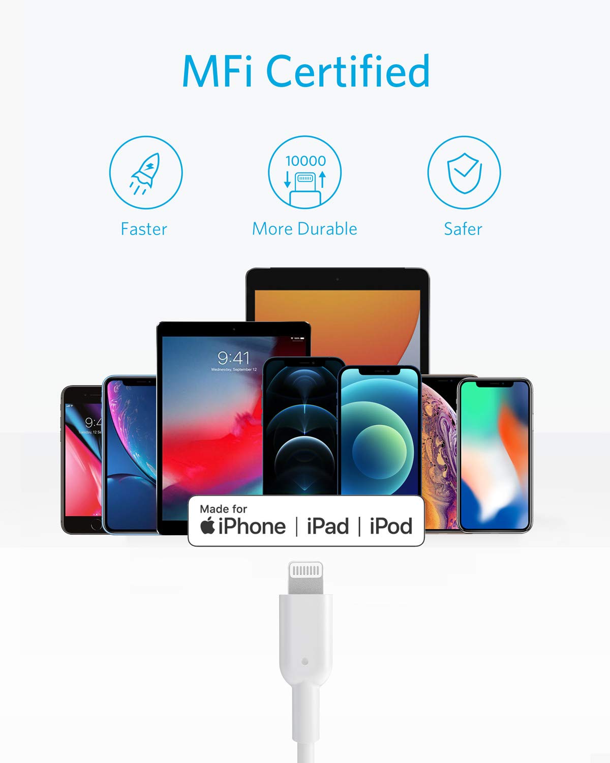Anker USB C to Lightning Cable, 321 USB-C to Lightning Cable (6ft,White), MFi Certified for iPhone 13 Pro 12 Pro Max 12 11 X XS, AirPods Pro…