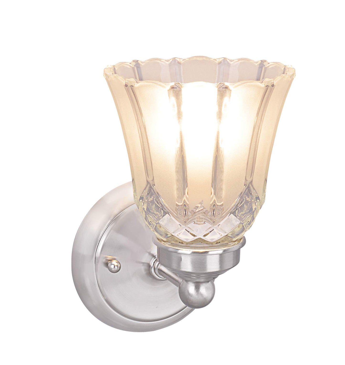 Aspen Creative 62170-1A, One-Light Metal Bathroom Vanity Wall Light Fixture, 4-3/4" Wide, Transitional Design in Satin Nickel