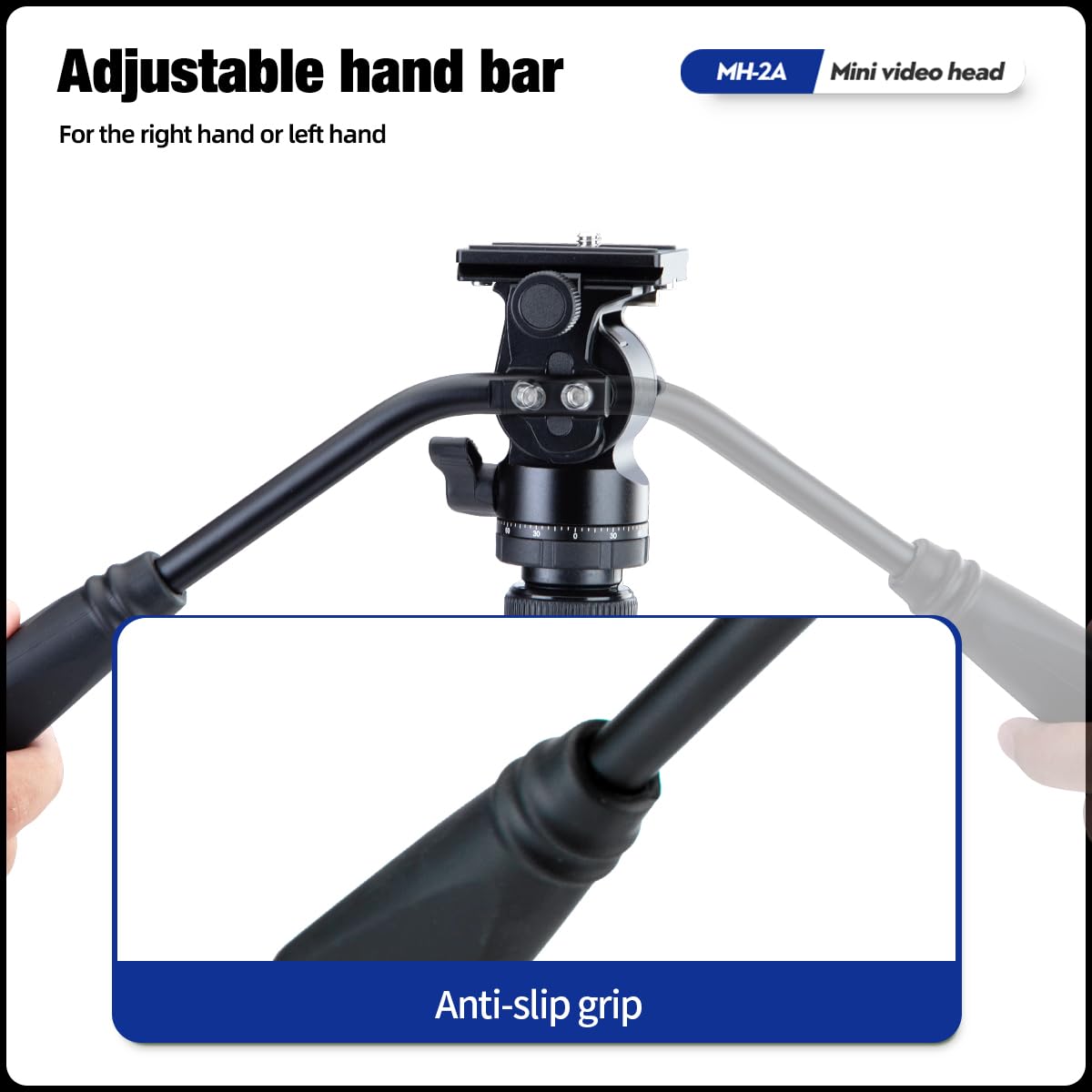 Fotopro Video Fluid Head Pan Tilt Head with Quick Release Plate and Adjustable Handle Max Load 6.61lbs 3kg for Compact Camcorders DSLR Camera Black