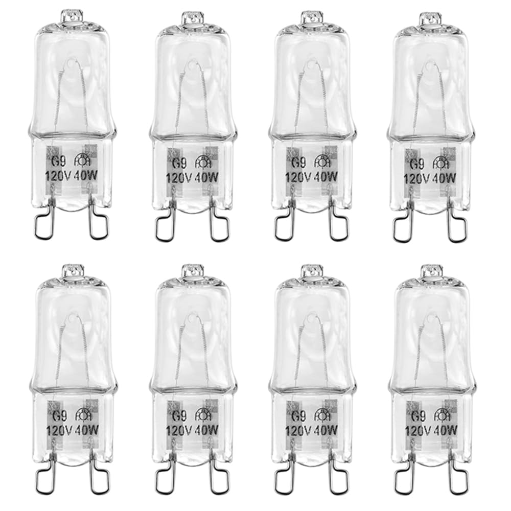 WokHok Appliance Light G9 Bulbs,120V T4 Bi-Pin 40W Xenon Small Light Bulb for Chandeliers, Spot Down Lamp, Cabinet Lights, Long Lasting Lifespan
