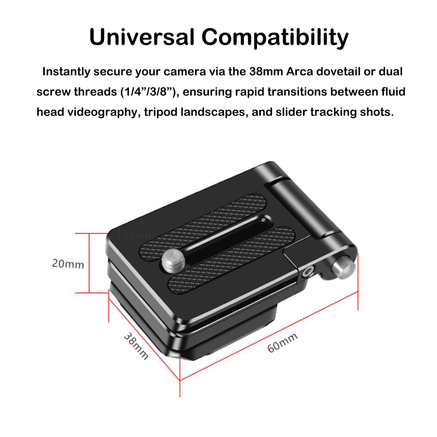 Foldable Camera L Bracket,Tripod Quick Release Plate, Aluminum Vertical Horizontal Switching Mount with Arca Swiss 1/4" & 3/8" Threaded for DSLR