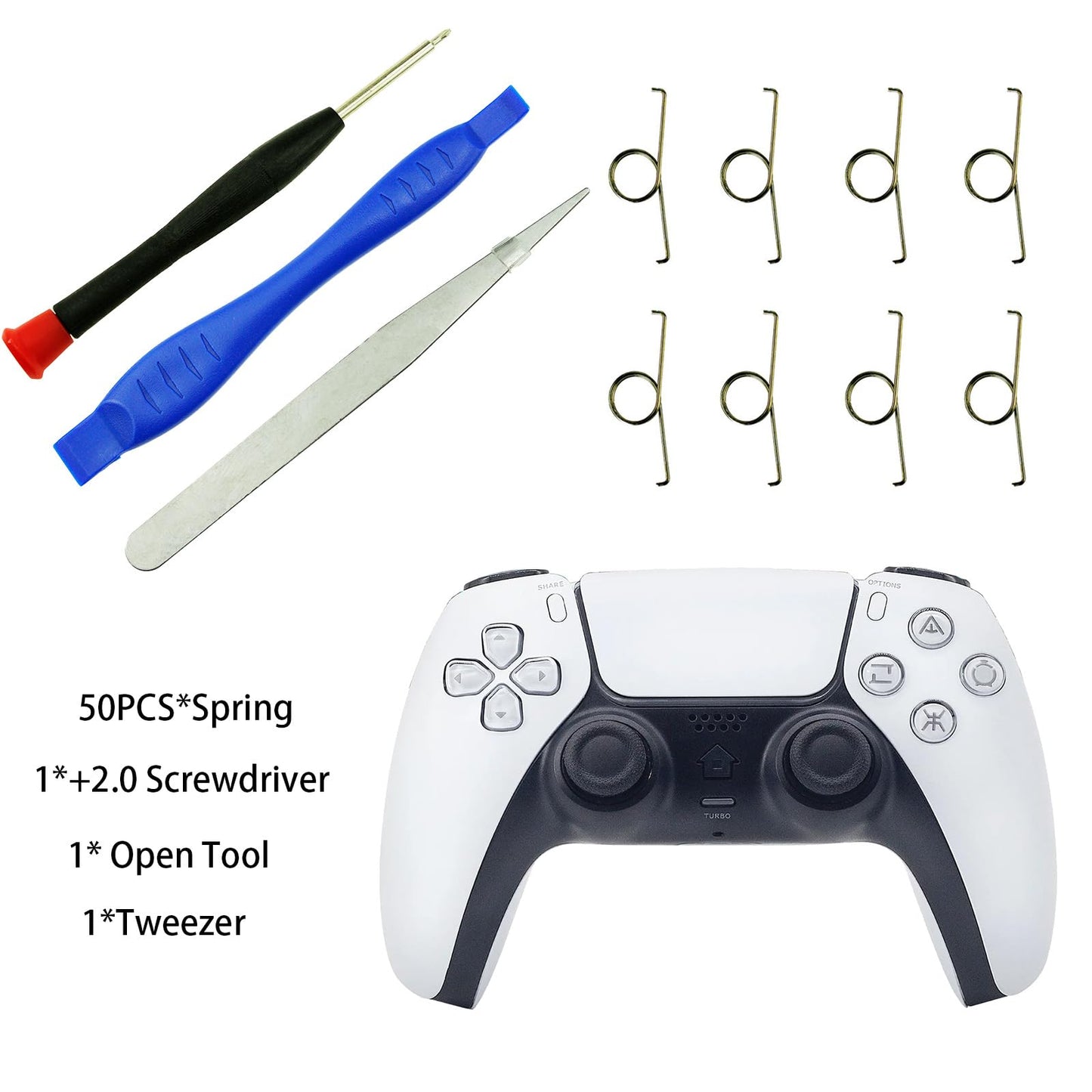 CDHKOZ 50pcs L2 R2 Trigger Button Springs Metal Replacement for PS5 Controller, With Screwdriver Open tool Repair Kts