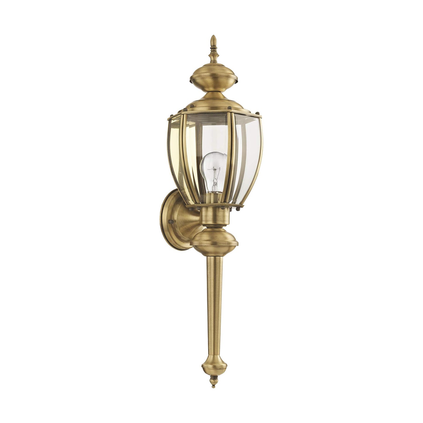 Livex Lighting 2112-01 Basics 1 Light AB Outdoor Wall Lantern, Antique Brass, 7"W x 25.25"H