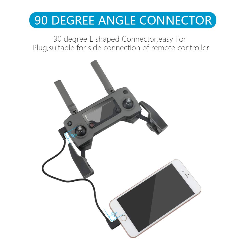 Hanatora 11.4 inch Micro USB to USB C Remote Controller Cable for DJI Mavic Mini,SE,Air,Mavic 2 Pro/Zoom,Mavic Pro,Spark, Nylon Braised Phone Tablet