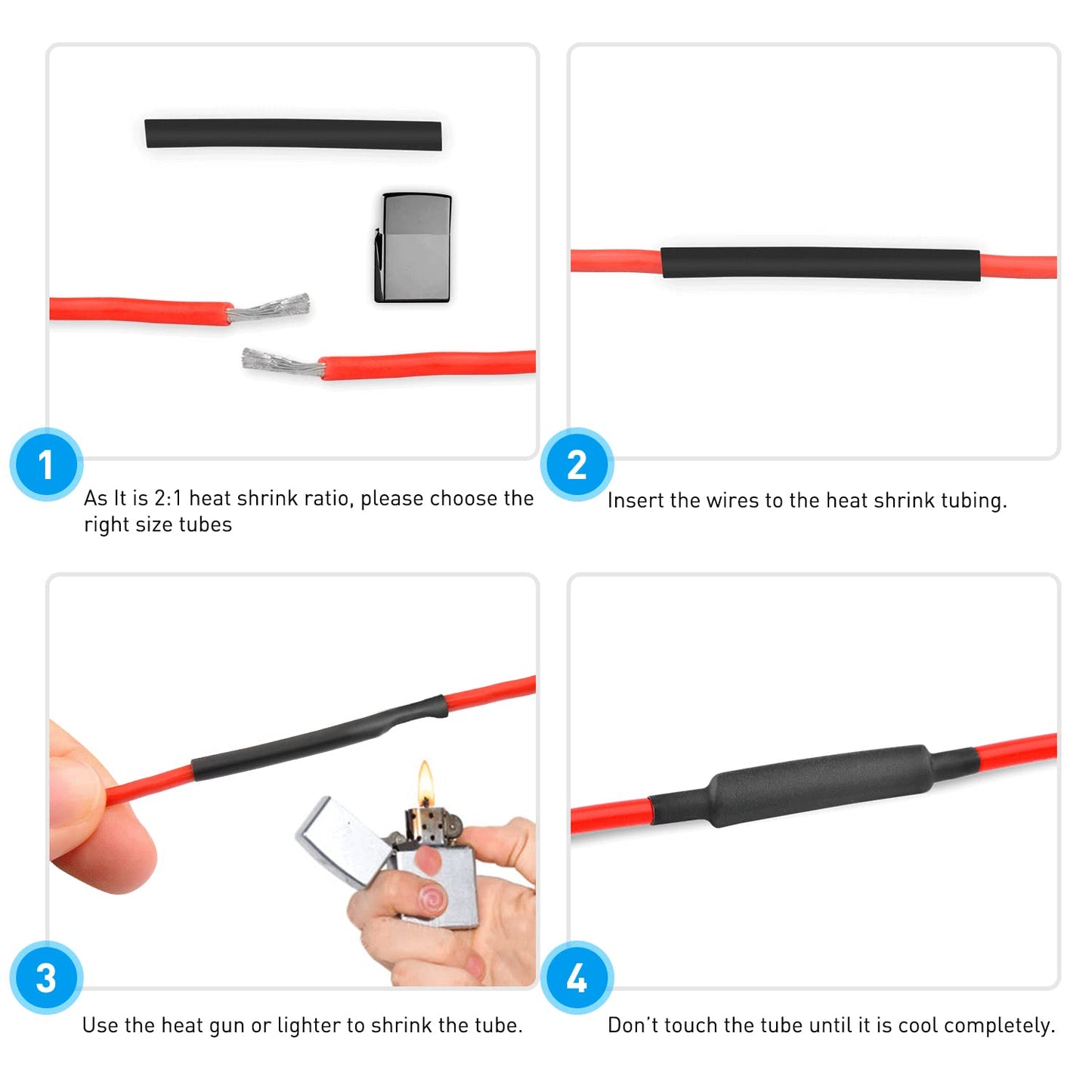 Nilight - 50005R Heat Shrink 2:1 Electric Insulation Tube Kit 45mm Flame Retardant Wrap Cable Sleeve 560pcs 5 Colors 12 Sizes with Storage Box?2 Years