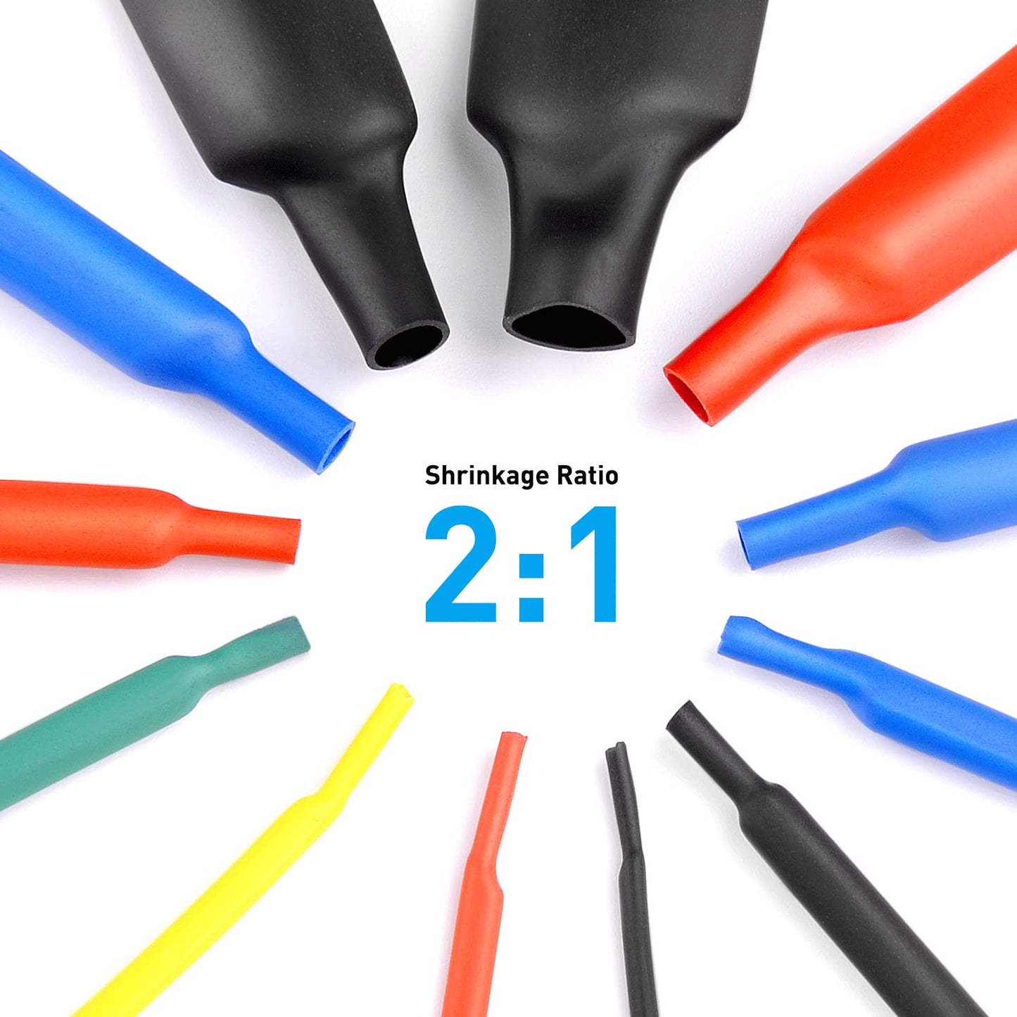 Nilight - 50005R Heat Shrink 2:1 Electric Insulation Tube Kit 45mm Flame Retardant Wrap Cable Sleeve 560pcs 5 Colors 12 Sizes with Storage Box?2 Years