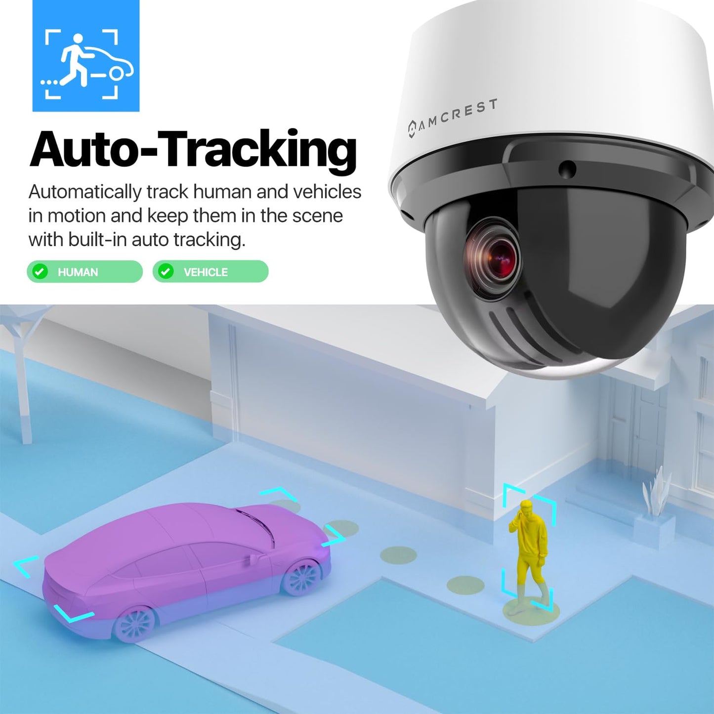 Amcrest 4MP Outdoor PTZ POE + AI IP Camera Pan Tilt Zoom (Optical 25x Motorized) Security Speed Dome, Human and Vehicle Detection, IVS, Face
