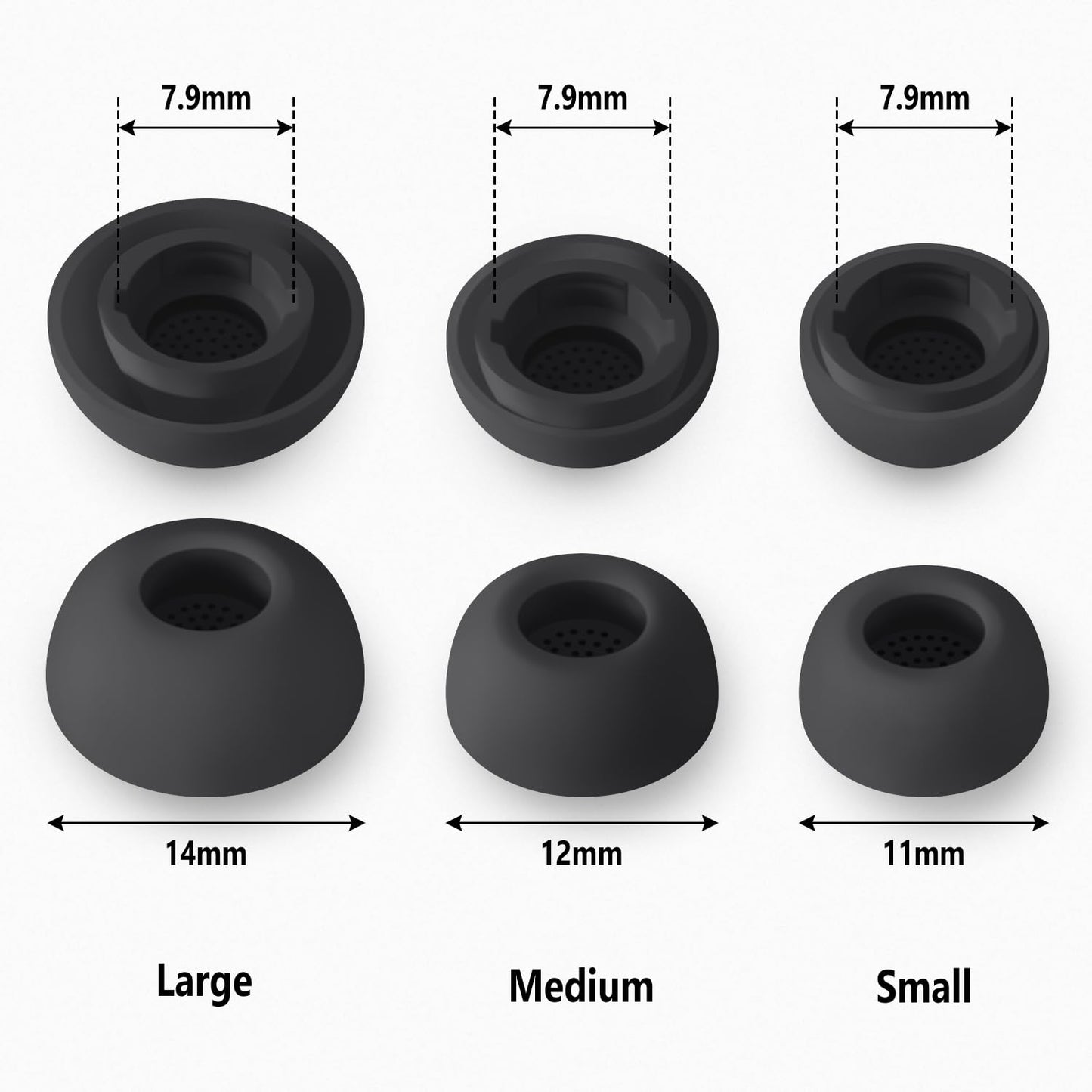 Geiomoo Silicone Ear Tips for Samsung Galaxy Buds 4 Pro, Samsung Galaxy Buds 3 Pro, Replacement Eartips Earbuds Earpads (Dark Gray, S/M/L)