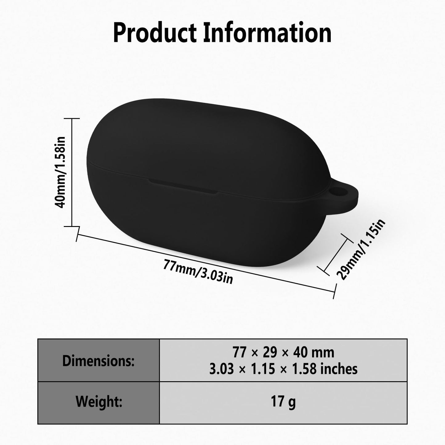Geiomoo Silicone Case for Beats Solo Buds, Protective Cover with Carabiner (Black)