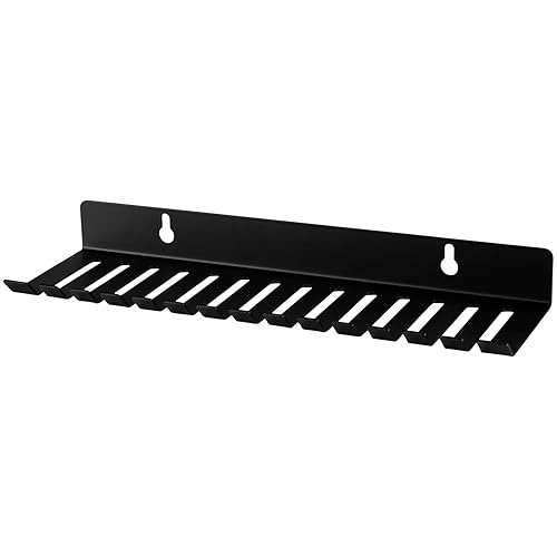 Penn Elcom Black Small Wall Mount Cable Organizer with Solid Shelf for Office and Home Cable Management