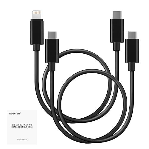 NEEWER 2 Pack OTG Cable Set, USB C to C & USB C to iOS, Male to Male DAC Audio Output Cable Compatible with iPhone iPad Android MacBook Laptop PC…