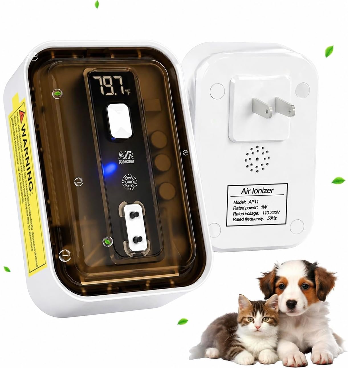 Plug-in Negative Ion Air Freshener, Compact Portable Design, Low Noise Ion Freshener for Pet Bedroom Office Kitchen