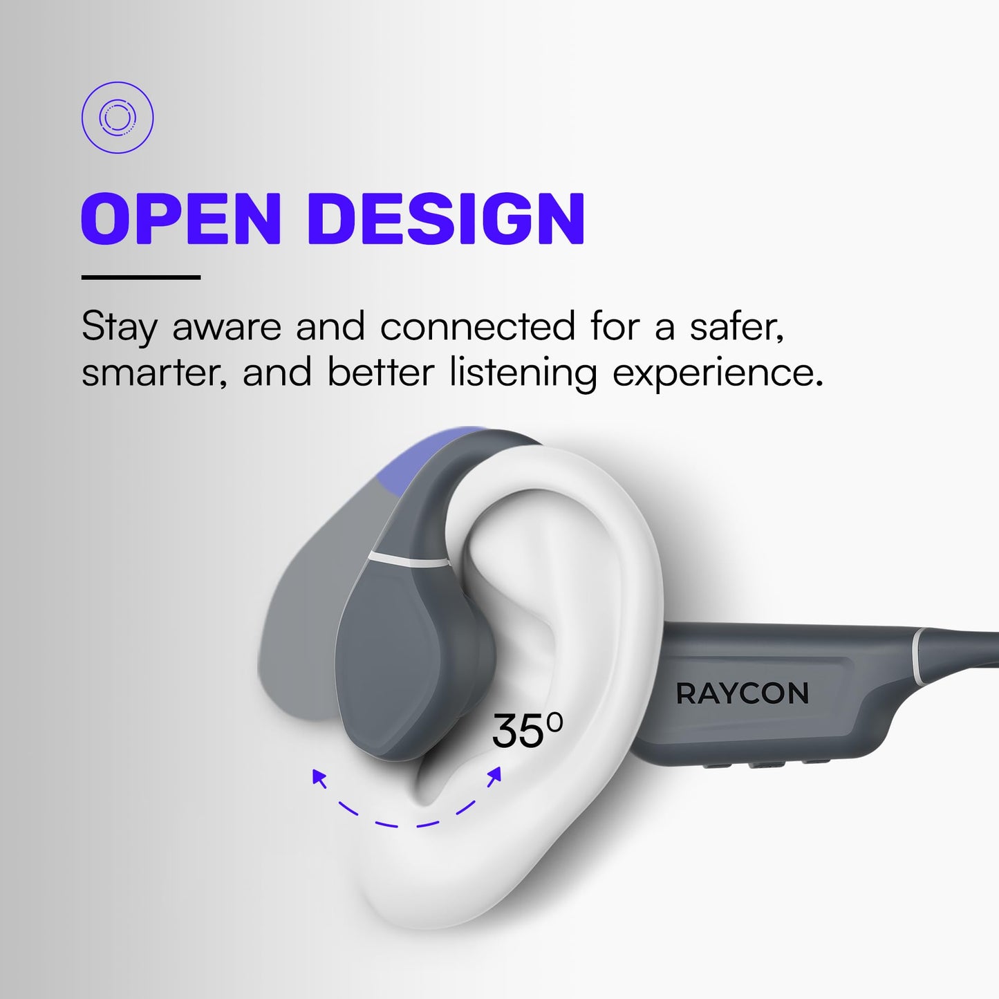 Raycon Bone Conduction Headphones Bluetooth - Open Ear Running Headphones, Sweat & Water-Resistant Earbuds with Mic for Sports & Workouts, 13hr