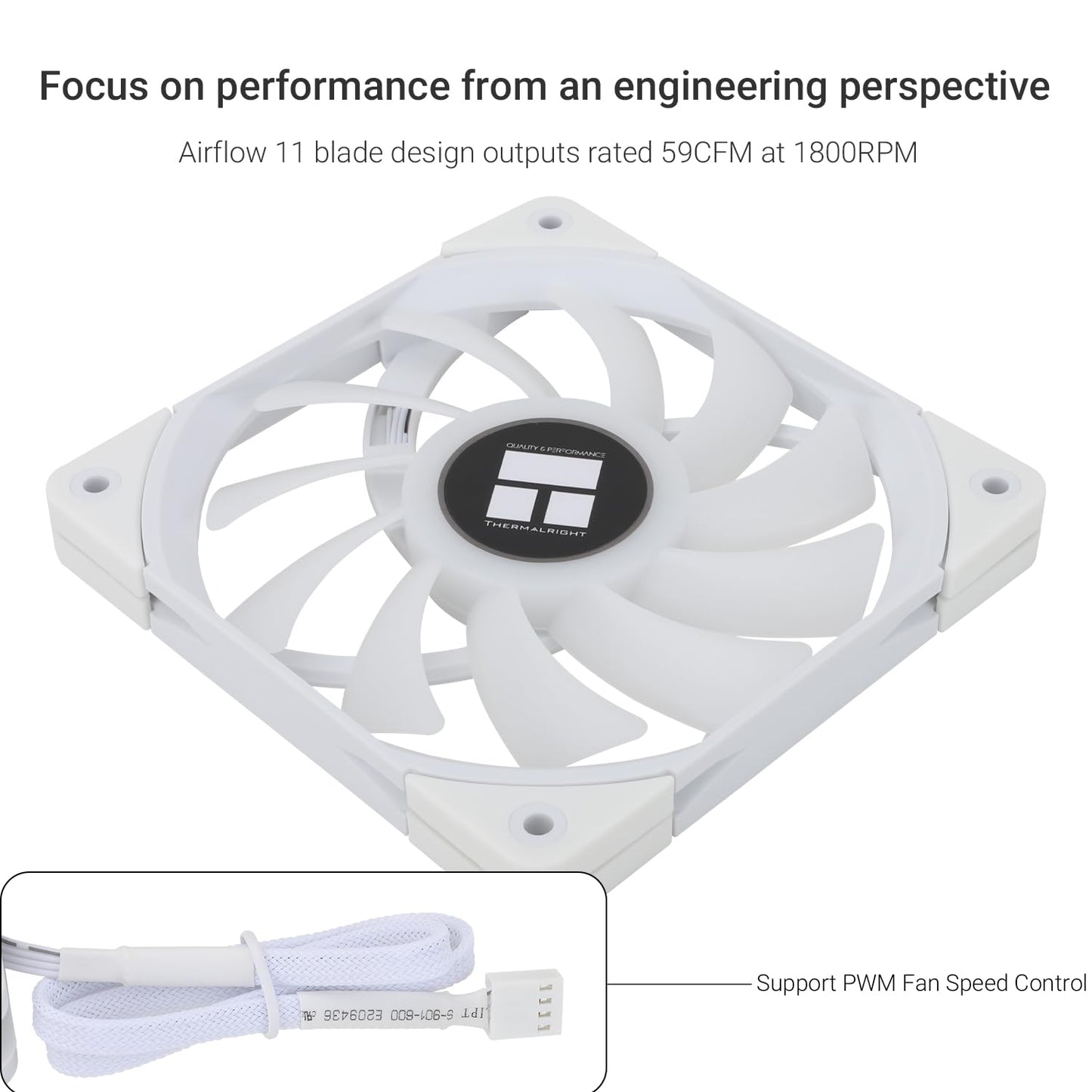 Thermalright TL-C12015W-S CPU Fan, 120mm Quiet PWM Computer Case Fan, 15mm Slimline PC Cooler, CPU Cooling(White ARGB)