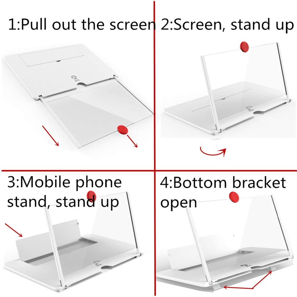 3D Screen Magnifier Amplifier, HD Amplifier Projector for Movies, Videos and Games. Foldable Phone Stand with Screen Amplifier for All Smartphones
