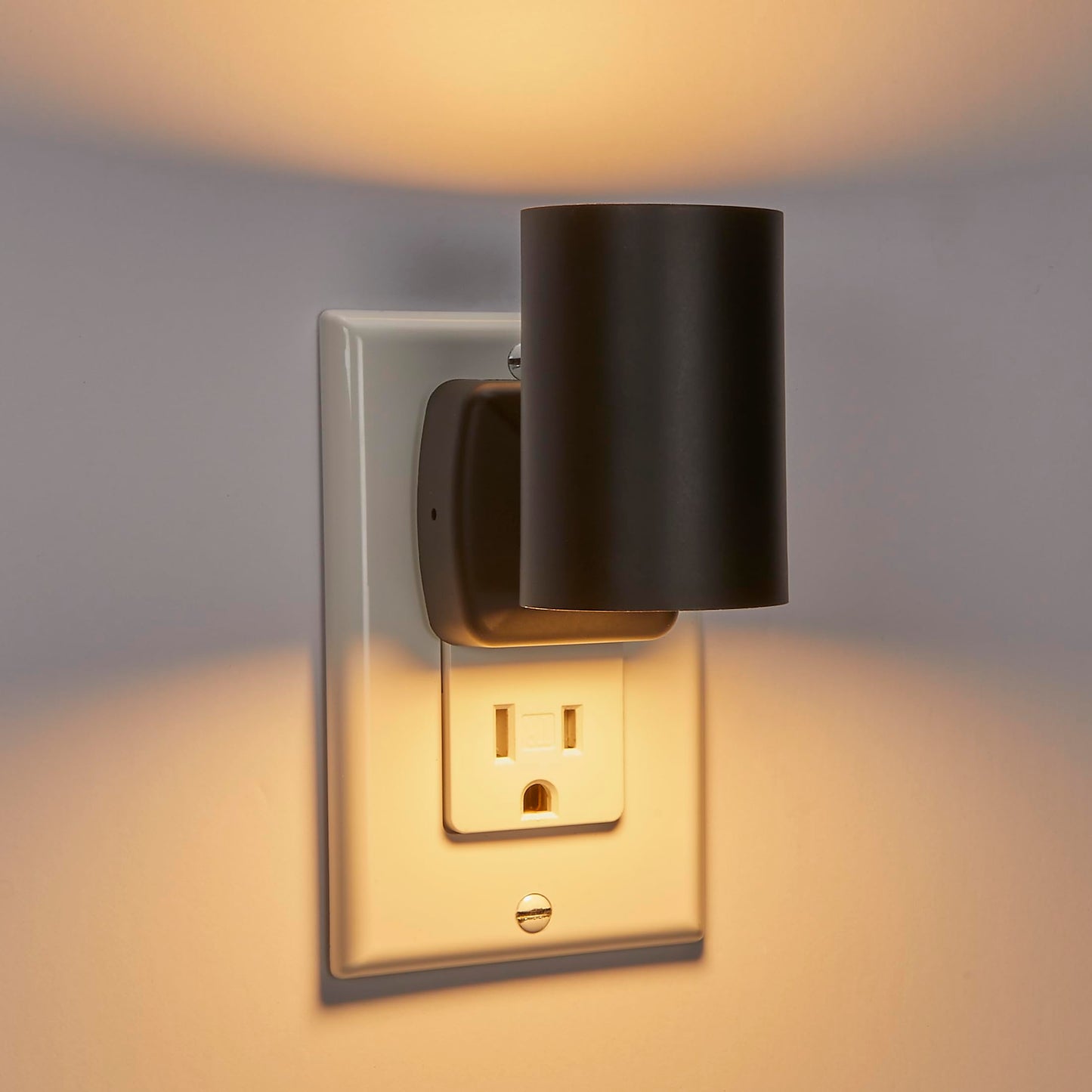 Maxxima Modern LED Night Light, Plug-in Wall Outlet, Up/Down Lighting Style, 2700K Warm White, Automatic Dusk-to-Dawn Sensor, Adjustable Brightness
