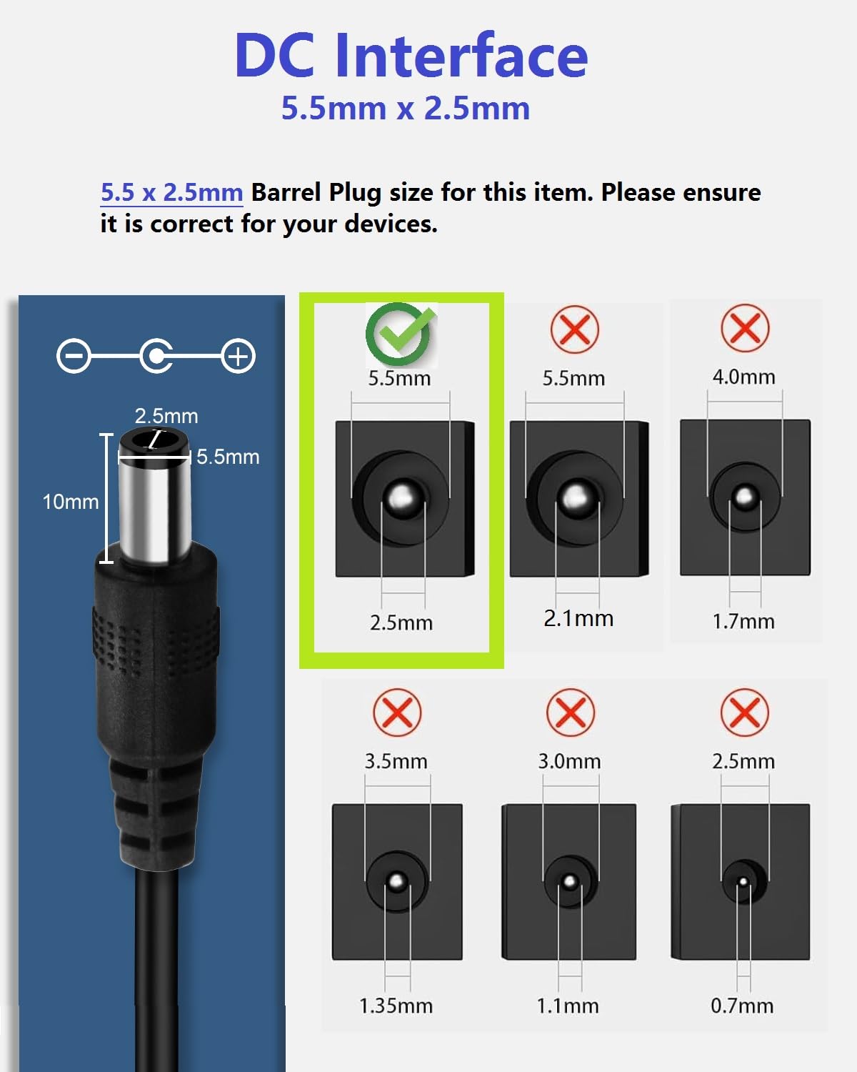DC 6 Volt 2 Amp Power Supply, AC Adapter 100-240 50-60Hz to DC6V Power Supply 6V 2A AC/DC Adapter Cord with 5.5mm x 2.5mm Barrel Plug