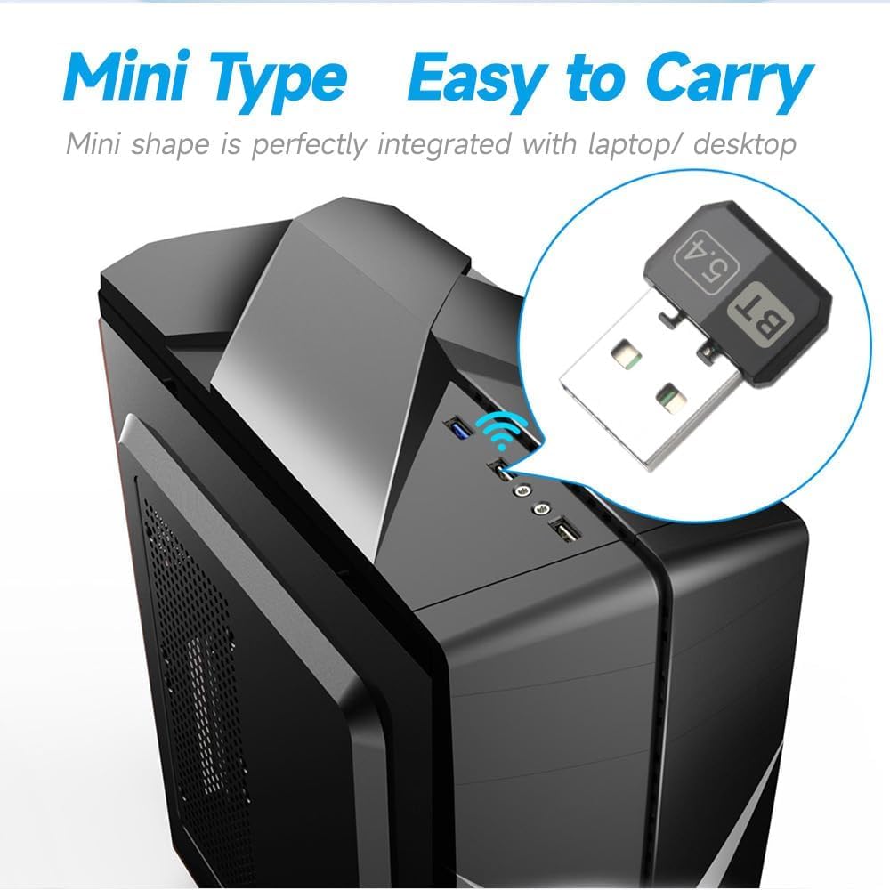 USB Bluetooth 5.4 Adapter Audio Dongle Adapter Mini USB Wireless Receiver/Transmitter for PC/Laptop Driver Free for Win10/11