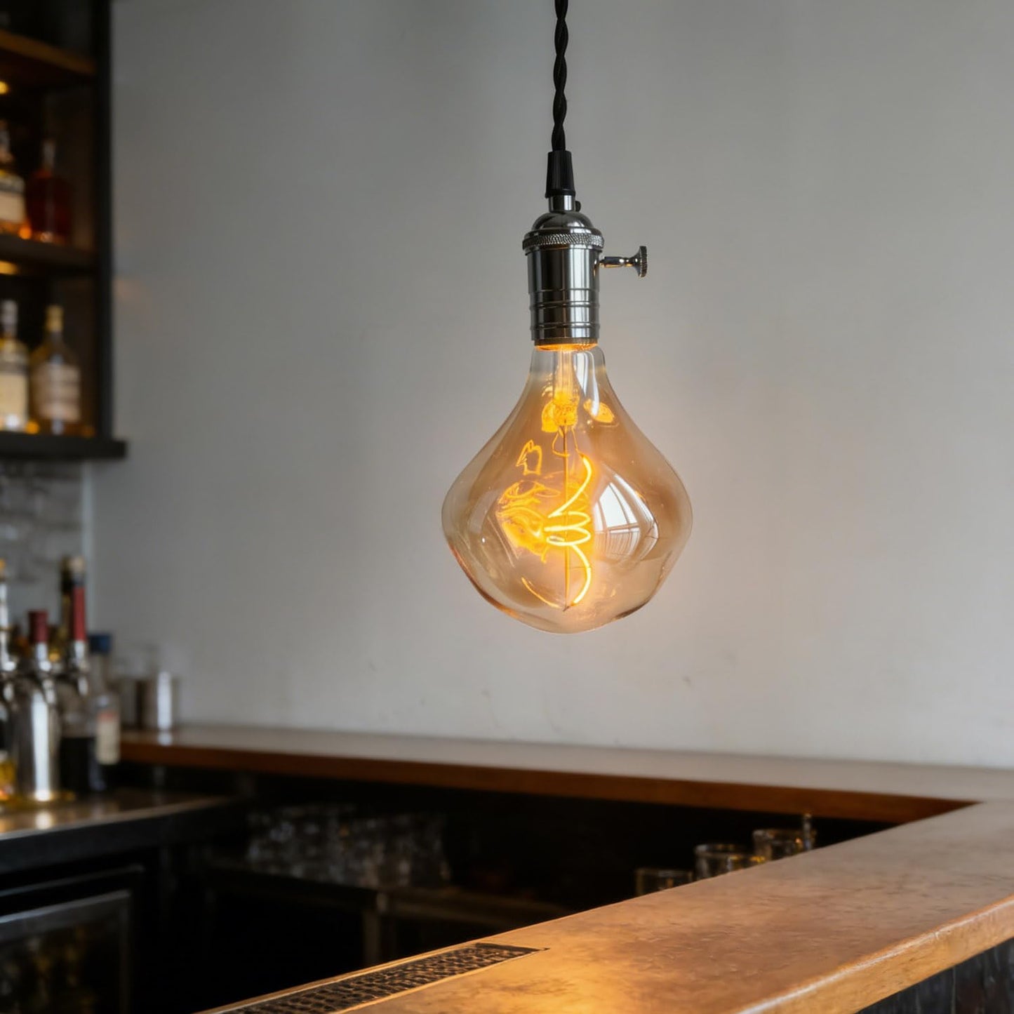 xinfulin Vintage Edison G40 LED Bulb, 4W=25W Equivalent, 200 Lumens, 2000K Warm Amber, Dimmable E26 Base, Irregular Alien Globe Shape, 110-130V