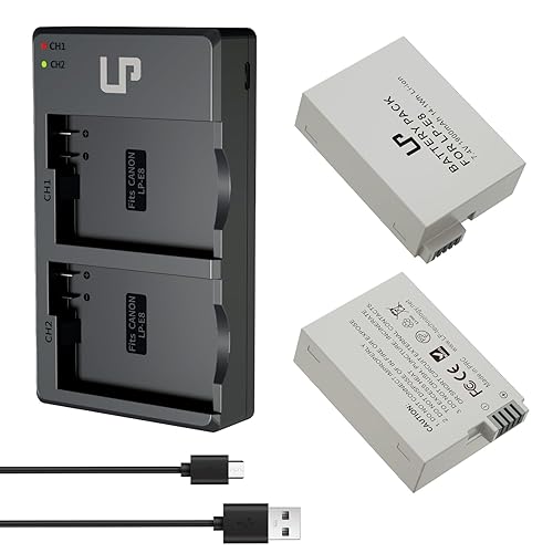 LP LP-E8 Battery Charger Pack, 2-Pack Battery & Dual Slot Charger, Compatible with Canon EOS Rebel T2i, T3i, T4i, T5i, 550D, 600D, 650D, 700D, Kiss