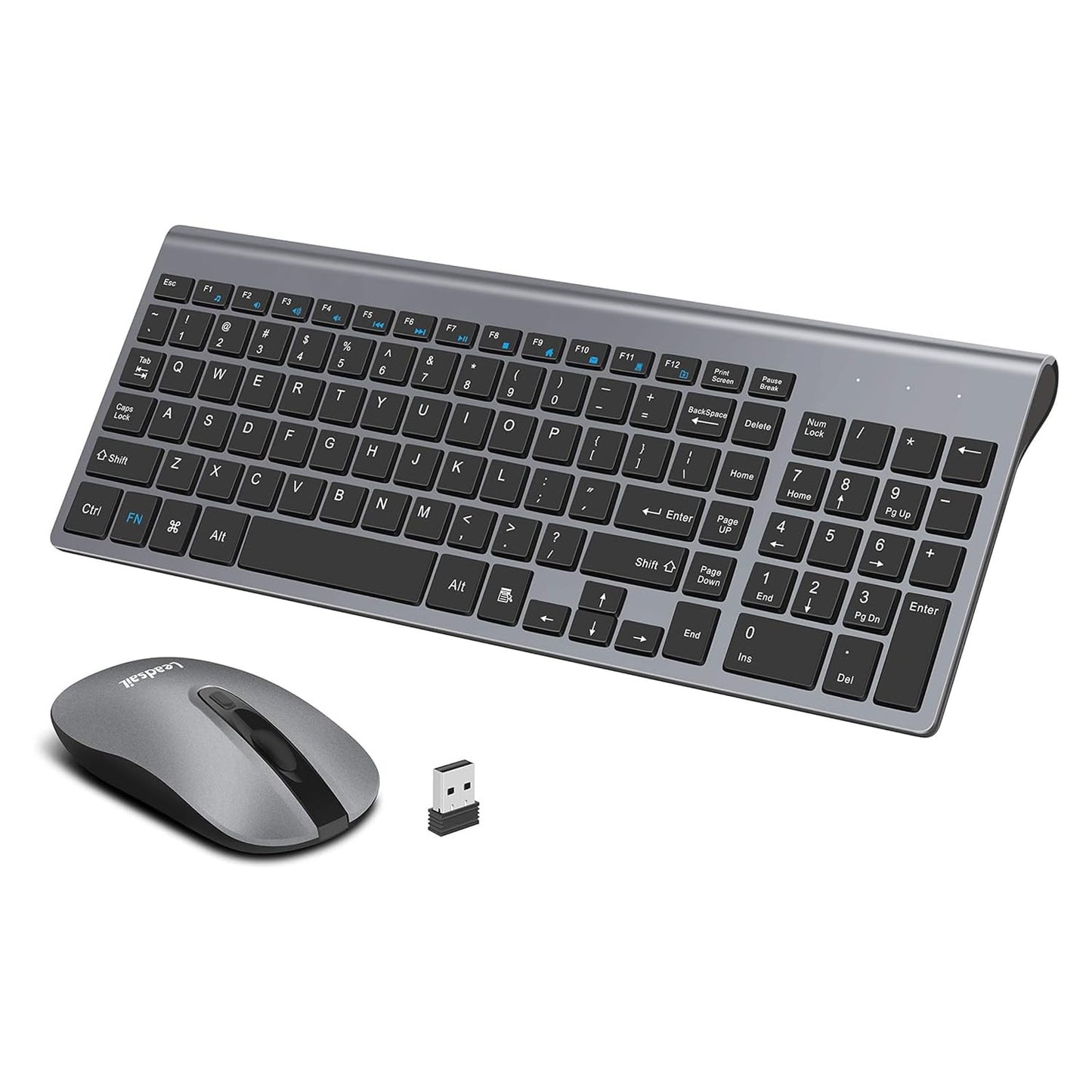 LeadsaiL Wireless Keyboard and Mouse Combo, Wireless USB Mouse and Computer Keyboard Set, Compact and Silent for Windows Laptop, Desktop, PC