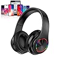 Kids Bluetooth Over Ear Headphones, Colorful LED Lights Headphones with Built-in Mic, Bluetooth 5.0, Wired and Wireless Foldable Stereo Headphones…