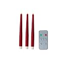 Celestial Lights Rechargeable LED Taper Candles 3 Pack, Red