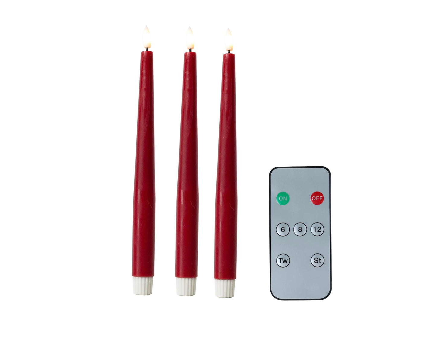 Celestial Lights Rechargeable LED Taper Candles 3 Pack, Red