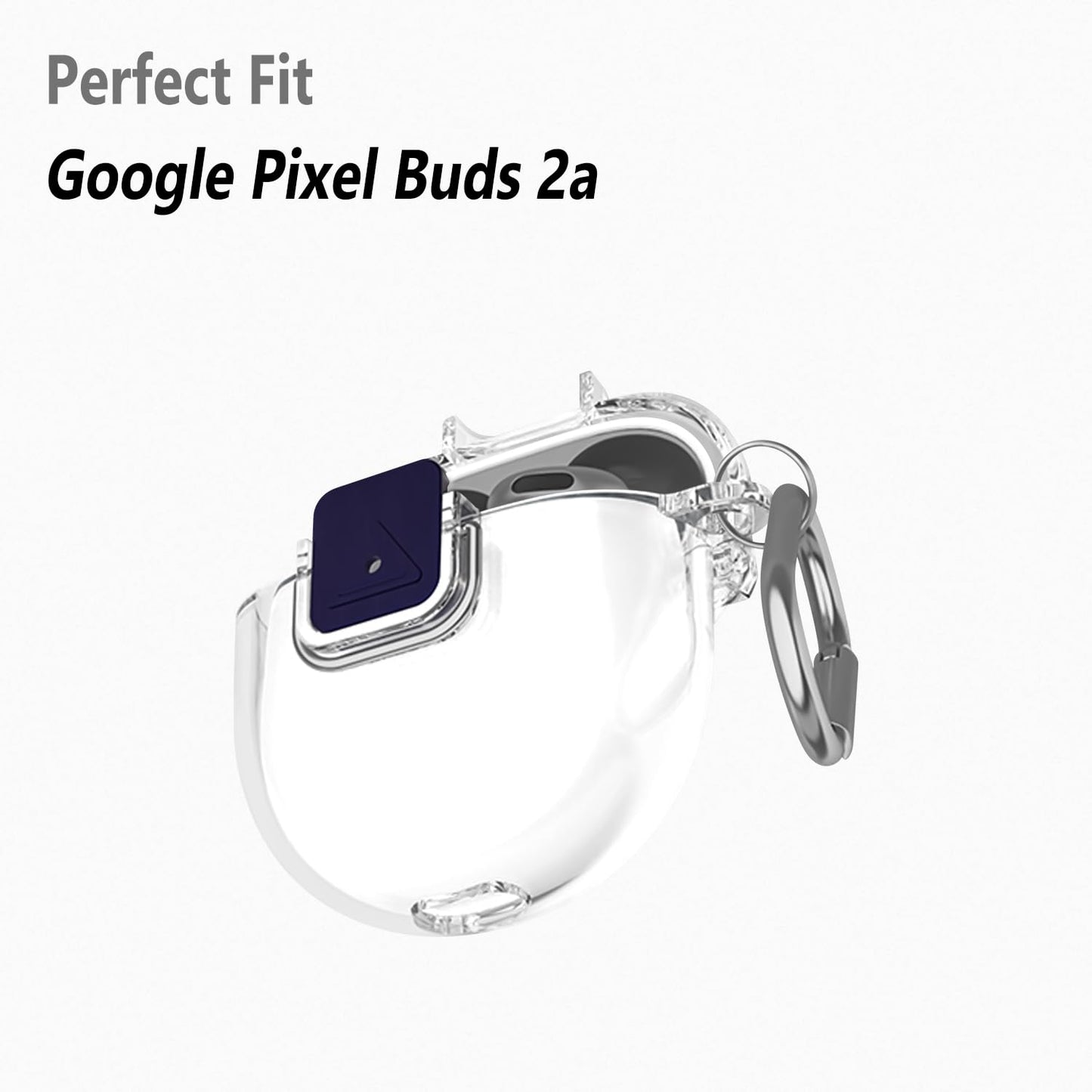 Geiomoo PC Cover for Google Pixel Buds 2a (2025) Case, Flexible Scratch Resistant Protective with Carabiner (Clear)