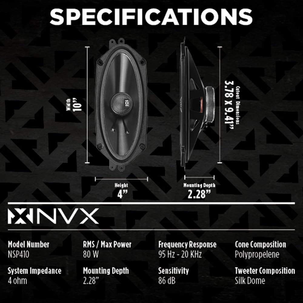 NVX® 4x10 Car Speakers 2-Way Coaxial (Pair)