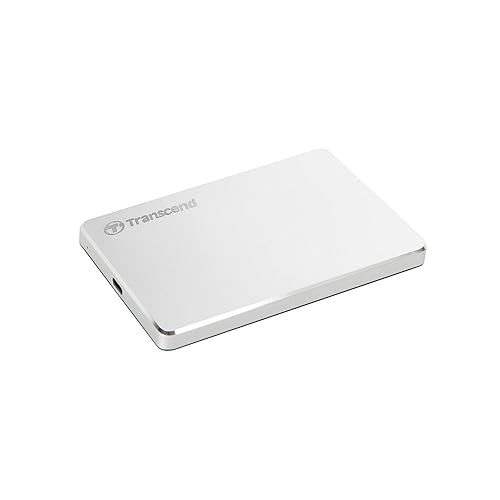 Transcend 1TB SJ25C3S, Portable External Hard Drive, Sleek Aluminum casing, Type C, Silver - TS1TSJ25C3S