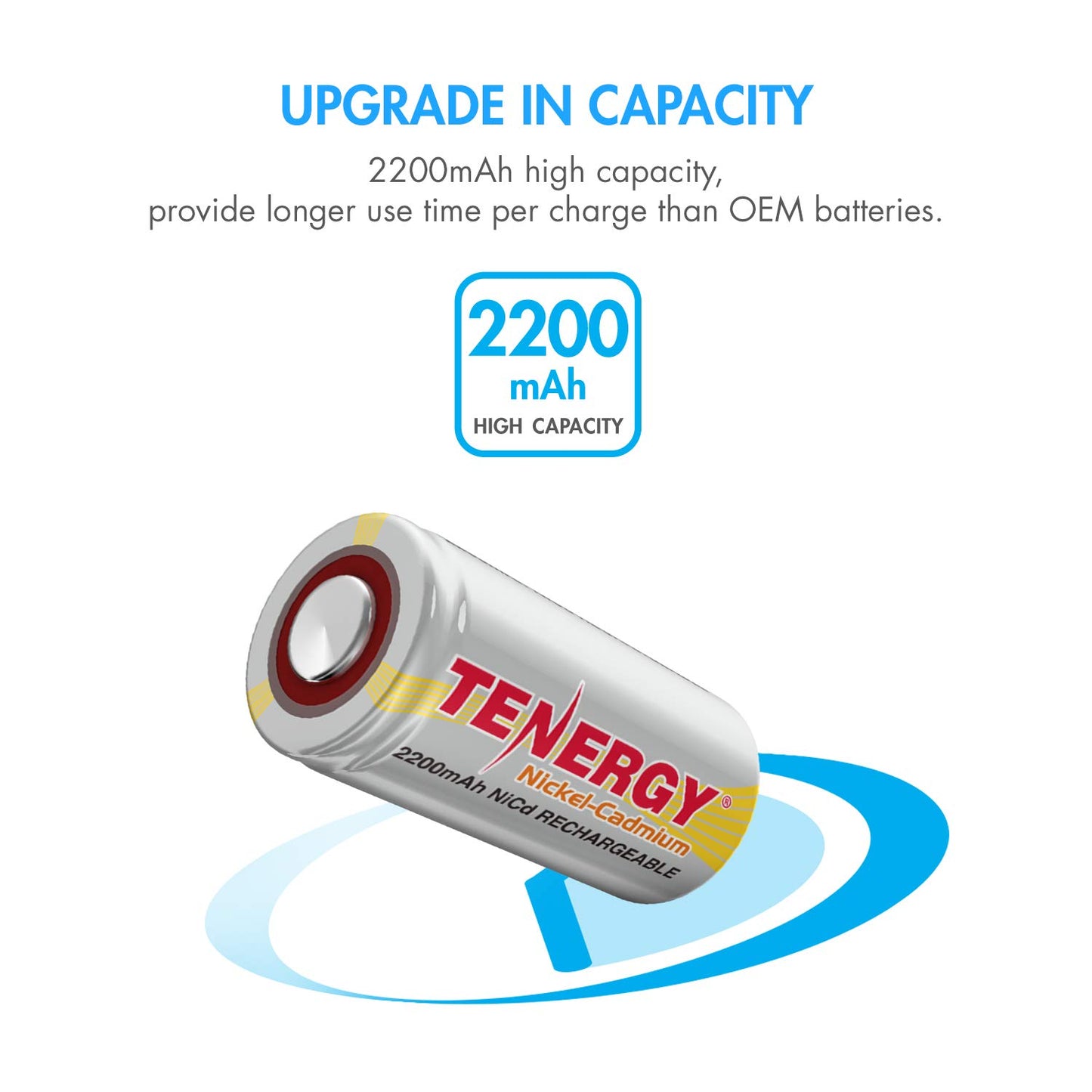 Tenergy SubC 2200mAh NiCd Flat Top Rechargeable Battery (No Tabs) - 15 Pack
