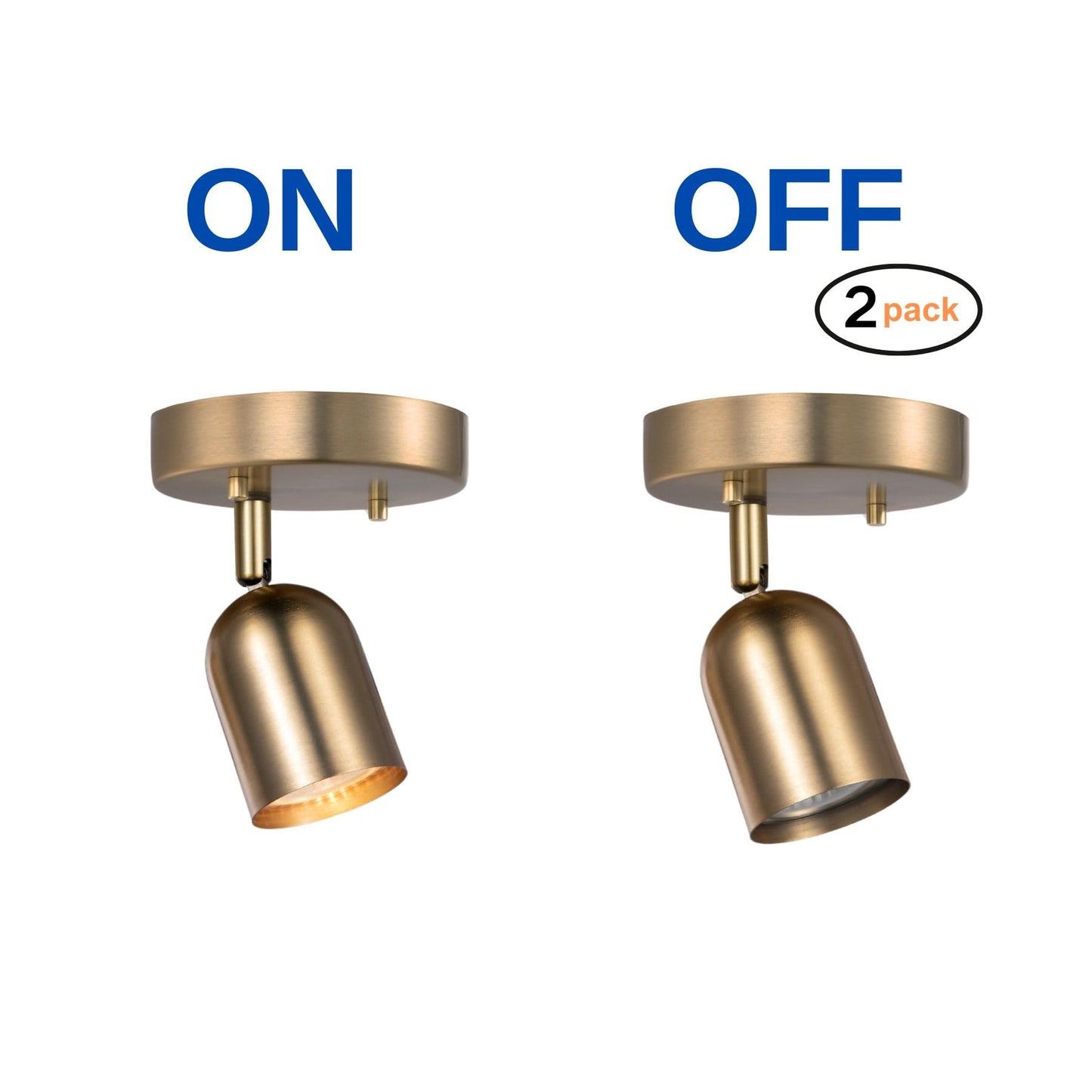 CRAFTRONOS 2 Pack 1 Light Track Lighting Modern Ceiling Spotlight Indoor with Matte Brass, Multi-Directional Adjustable Wall Mount Spot Lights