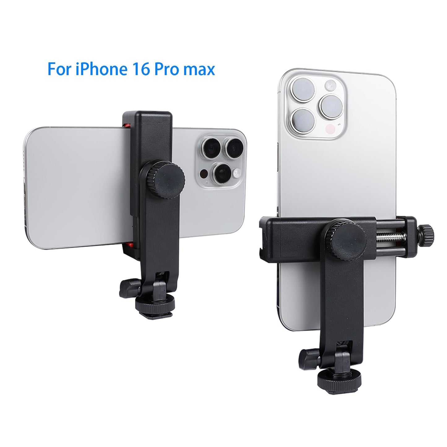 Leenconghui Phone Tripod Mount Adapter, with Cold Shoe&1/4" Hole for Tripod/Selfie Stick/Camera Stand, 360° Rotates Adjustable Phone Clip Clamp Holder