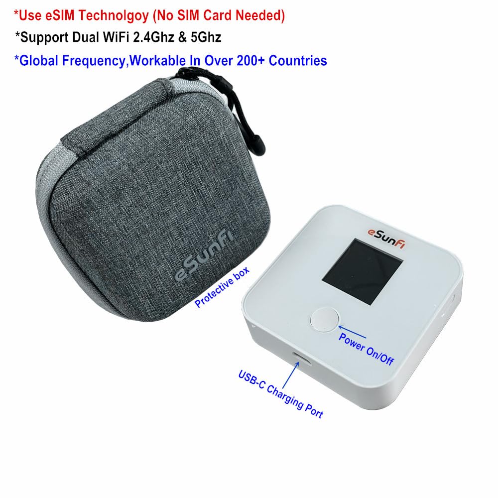 Sunhans eSunFi SHFiEL40 4G LTE WiFi Mobile Hotspot Router, Worldwide WiFi Portable High Speed WiFi Hotspot, No SIM Card Needed,Secure Wireless Network