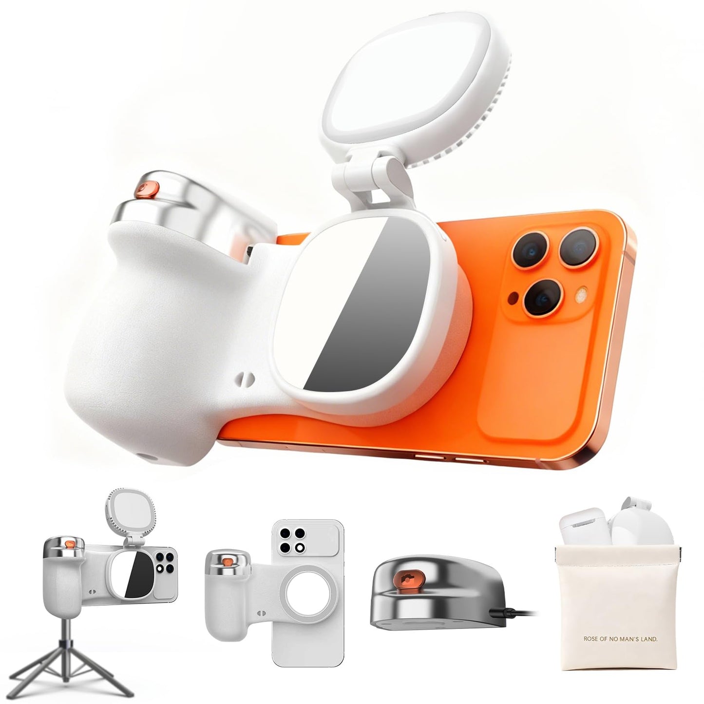 Magnetic Selfie Light & Phone Camera Grip with Detachable Wireless Shutter, Ergonomic Fun Shot Grip for iPhone & Android, Supports Native Camera