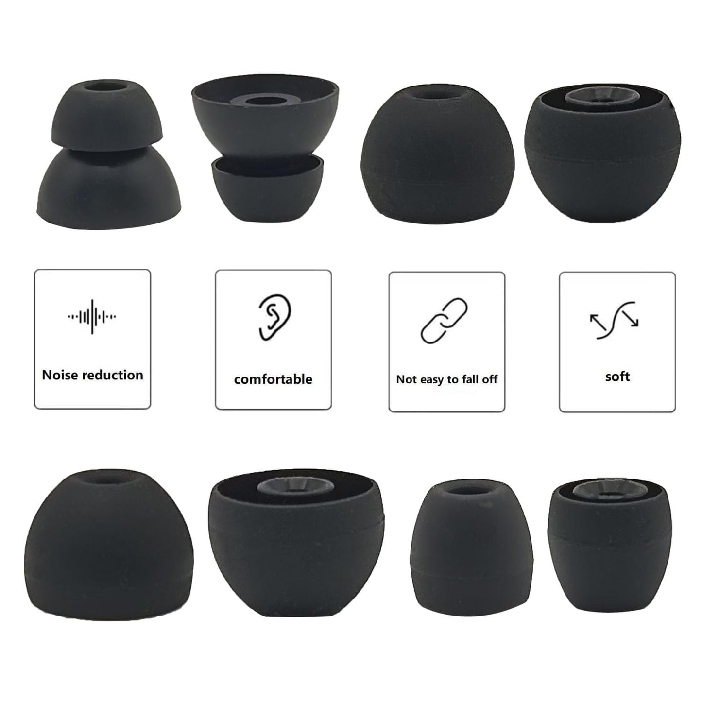 Replacement Eartips Compatible with Powerbeats Pro, Replacement Earbuds Silicone Ear Tips Eargels Set - Small, Medium, Large and Double Flange (4