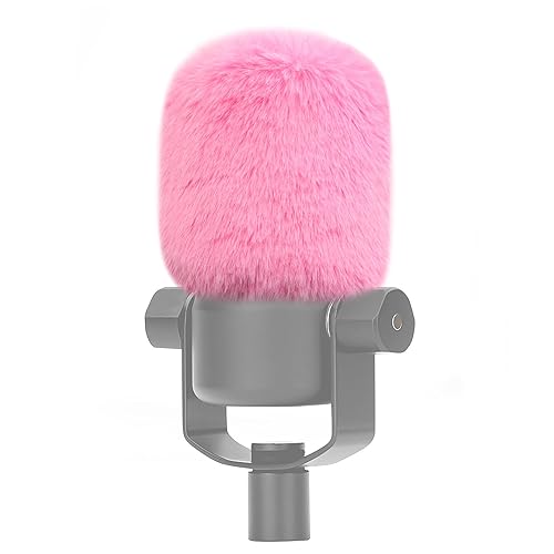 LEFXMOPHY PodMic Windscreen for Rode PodMic Microphone Replacement Pop filter, Pale Pink Furry Wind Muff Deadcat Cover