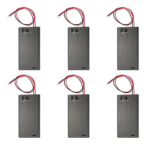 2AA Battery Holder, 6 Pcs 2 x 1.5V AA Battery Case with Switch, 2X 1.5V AA Battery Caddy Wire Leads for Electronic DIY