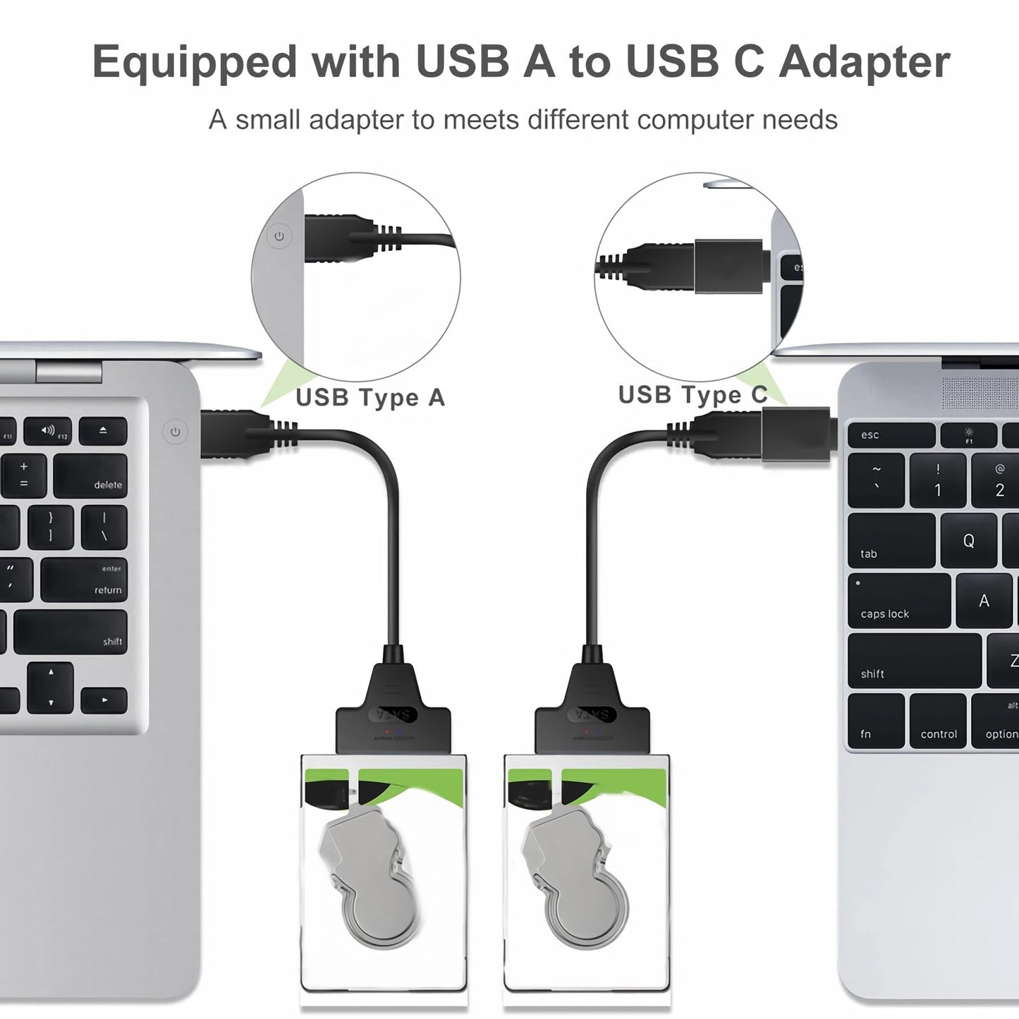 EYOOLD SATA to USB 3.0 Adapter Cable for 2.5 inch Hard Drive HDD/SSD Data Transfer, External Hard Drive Converter Support UASP (Black)