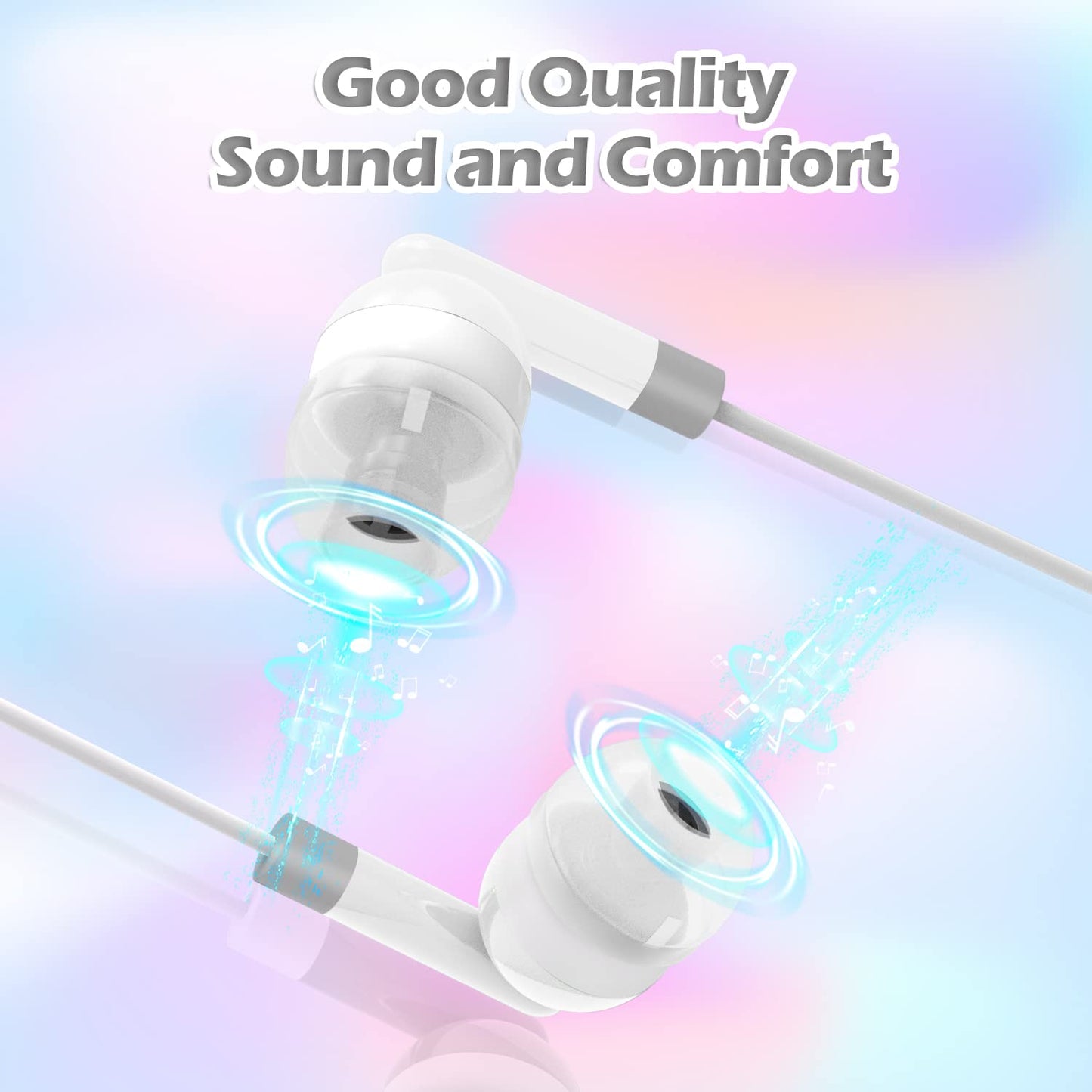 CN-Outlet Wholesale Bulk Earbuds Headphones Individually Bagged 100 Pack for iPhone, Android, MP3 Player White