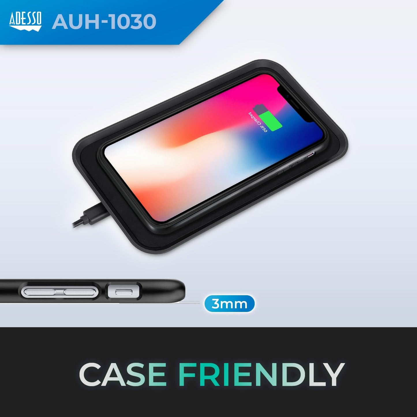 Adesso 10W Max Qi-Certified 3-Coil Wireless Charging Pad AUH-1030