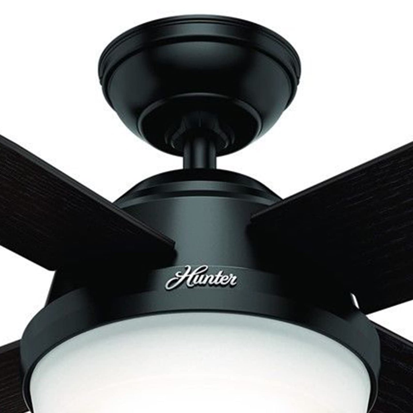 Hunter Fan 52 inch Contemporary Ceiling Fan in Matte Black with LED Light and Remote Control (Renewed)