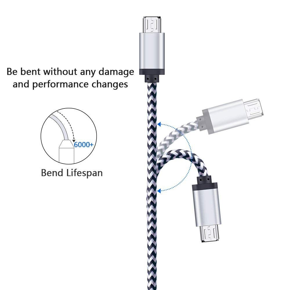 FiveBox Micro USB Charger Cable, 5-Pack 6ft Micro USB Cable Cord Braided Fast Charging Phone Charger for Samsung Galaxy J3 J7 S6 S7 Edge, Tablet, LG