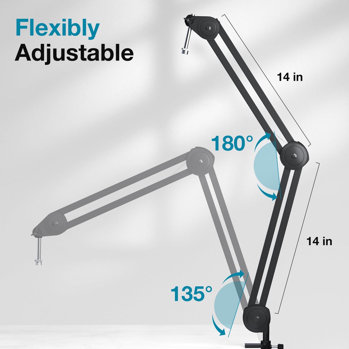 InnoGear Boom Arm Microphone Stand, Max Load 4.4 Lbs Desk Mic Arm Stand for Blue Yeti HyperX QuadCast S SoloCast Shure SM7B AT2020 Fifine AM8 Razer