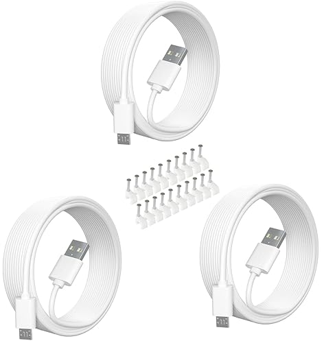 SIOCEN 3 Pack 16.4FT Micro USB Power Extension Cable for Wyze Cam V3,WyzeCam Pan,Yi Camera,Oculus Go,Eufy,Echo Dot Kid Edition,Nest