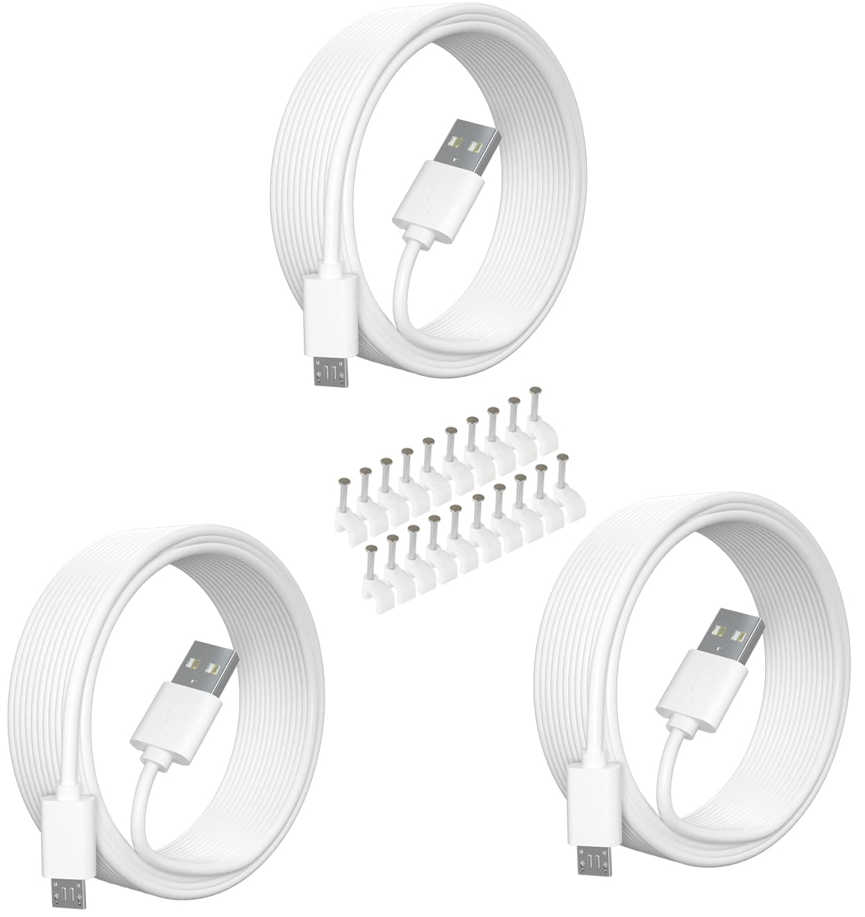 SIOCEN 3 Pack 16.4FT Micro USB Power Extension Cable for Wyze Cam V3,WyzeCam Pan,Yi Camera,Oculus Go,Eufy,Echo Dot Kid Edition,Nest