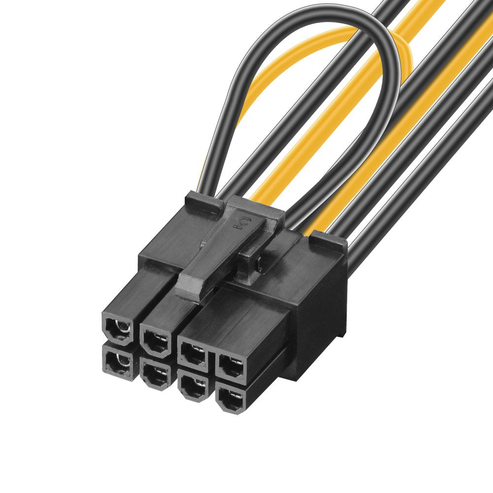 J&D 8 Pin to SATA Power Cable, (2 Pack) 2X SATA to 8 Pin PCI Express (PCIe) Graphic Video Card Power Cable Adapter, 8 inch